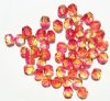 50 6mm Faceted Tri Tone Crystal, Yellow, & Red Beads